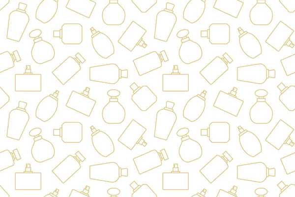 Golden Seamless Pattern Perfume Bottles Great Wrapping Textile Wallpaper Greeting — 图库矢量图片