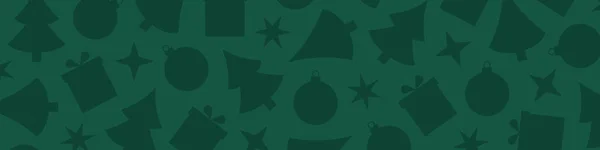 Green Christmas Pattern Banner Vector Illustration — Archivo Imágenes Vectoriales