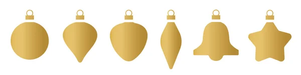Set Different Golden Christmas Balls Vector Illustration — Stockový vektor