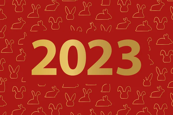 Golden Happy New Year 2023 Chinese Year Rabbit Vector Illustration — 图库矢量图片