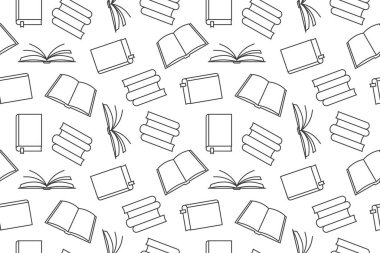 seamless pattern with books, education, bookstore, library concept- vector illustration