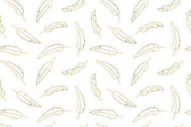 seamless pattern with golden feathers, great for wrapping, textile, wallpaper, greeting card- vector illustration