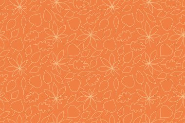 orange autumn seamless pattern with leaves, great for wrapping, textile, wallpaper, greeting card- vector illustration