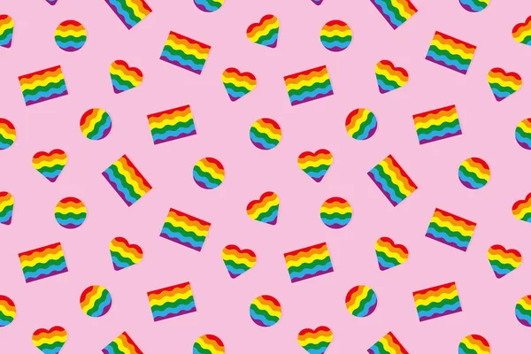 Patrón Sin Costuras Con Símbolos Bandera Lgbt Ilustración Vectorial — Vector de stock