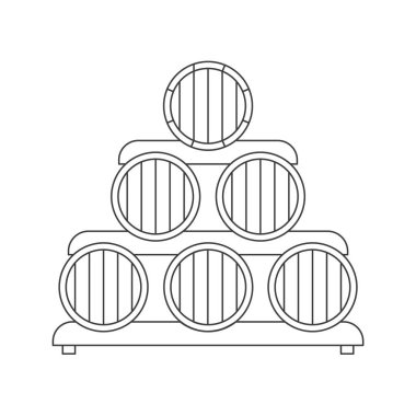 Şarap veya bira fıçıları, şarap mahzeni - vektör illüstrasyon