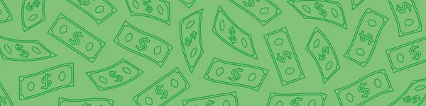 Banner Verde Con Billetes Dólar Americano Vector Ilustración — Archivo Imágenes Vectoriales