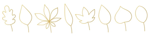 Баннер Золотыми Листьями Набора Векторная Иллюстрация — стоковый вектор