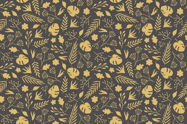 Motif Floral Doré Sans Couture Idéal Pour Emballage Textile Papier — Image vectorielle