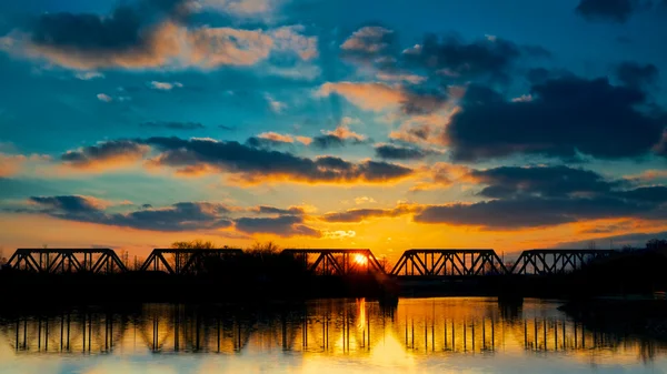 Puente del Ferrocarril Sunset — Foto de Stock