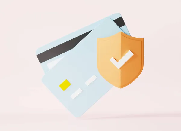 Carte Crédit Avec Icône Forme Serrure Protection Transaction Sécurisée Par — Photo