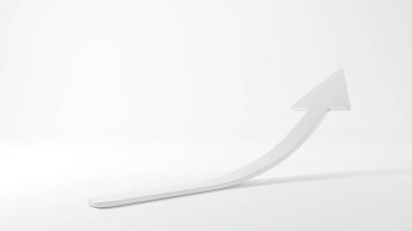 Yükselen ok eğrisi, kopya alanı, ilerleme büyümesi ve başarı ile sembolü işaret ederek, borsanın büyüme hedefini, iş planlamasını, yeni stratejiyi, iş ve finansmanı, 3D çizim ilmesini gösterir