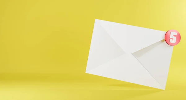 Envelop Mail Icoon Vijf Berichten Melding Nieuwe Inkomende Berichten Ongelezen — Stockfoto
