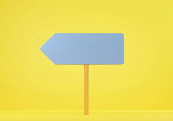 標識方向空白の道路標識黄色の背景 通りや道路標識交通アイコン 3Dレンダリングイラスト上の異なる方向の選択を指す4本の矢印 — ストック写真