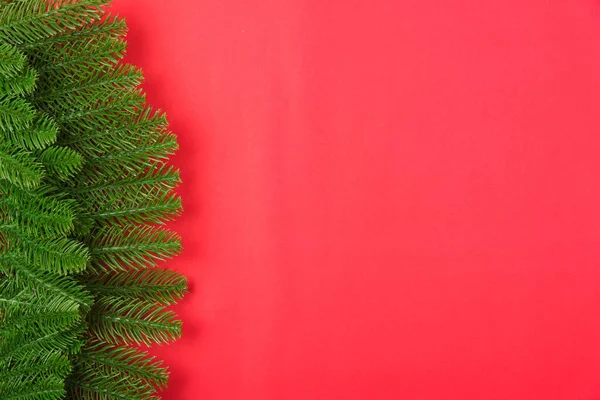 Frohes Neues Jahr Oder Weihnachten Draufsicht Flach Legen Tannenzweige Auf — Stockfoto