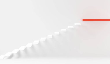 Merdivenler, iç beyaz duvar, iş büyümesi, minimal modern grafik tasarımı, 3D resimleme başarısını artırıyor