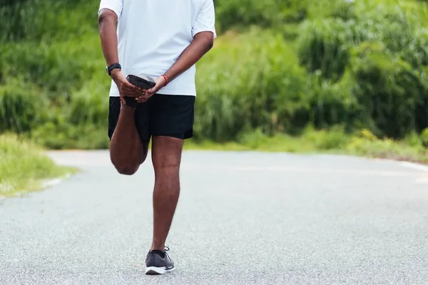 Close Asiático Jovem Atleta Esporte Corredor Preto Homem Desgaste Relógio — Fotografia de Stock