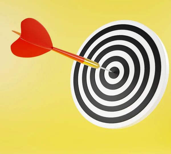 Dart Arrow Hitting Center Bullseye Bull Eye Dartboard Target Purpose — Stock Photo, Image