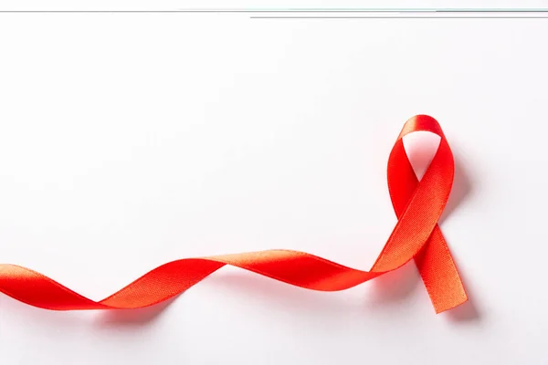 Red Bow Ribbon Symbol Hiv Aids Cancer Awareness Shadows Studio — Stock Photo, Image