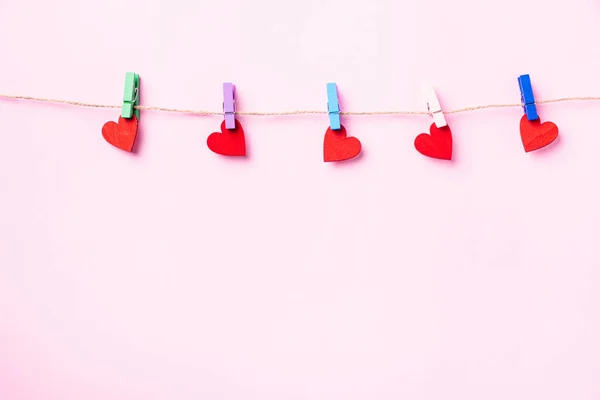 Buon San Valentino Rosso Forma Cuore Decorazione Valentini Appeso Con — Foto Stock