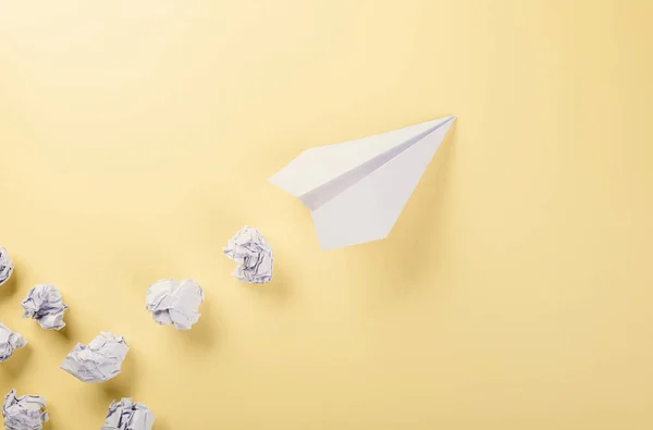Paper Plane Letter Document Message Top View Mock Design Airplane — Stock Photo, Image