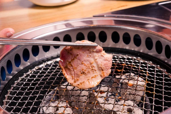Korean Beef Barbecue Hot Coals Grilling Meat Pork Korean Bbq — Stock Photo, Image