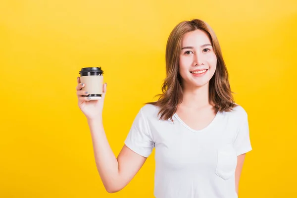 Portrait Asian Thai Schöne Glückliche Junge Frau Trägt Weißes Shirt — Stockfoto