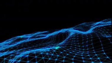 Soyut çokgen uzay düşük poli evren parçacıkları geometrik şekil pleksus, Mavi pleksus üçgenler teknoloji soyut ağ akışı dağ bilimi dijital veri transferi ağı ağ bağlantısı