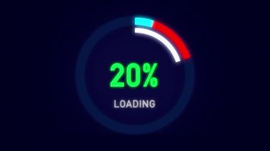 Önyükleyici, Circle Ring çubuğu sembolünü yüklüyor veya indiriyor. Yüzde 0 ila 100 düz animasyon simgesi tasarımı siyah arkaplan üzerinde izole edilmiş, Grafik hareketi düz dizayn kavramı