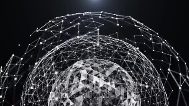 Absztrakt Gömb Globális Plexus Közösségi Hálózati Kommunikáció Bolygó Térképe Világtérkép — Stock videók