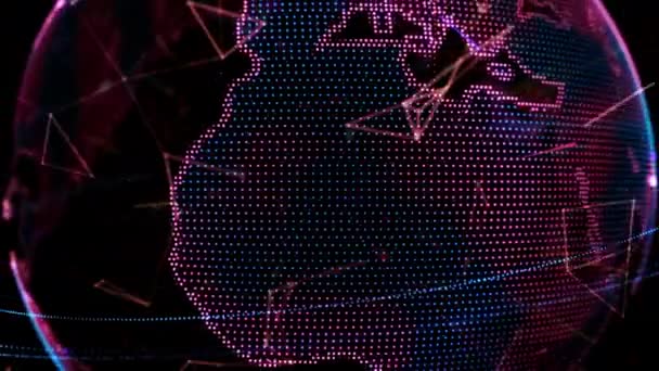 Holograma Del Globo Tecnología Tierra Esfera Rosada Abstracta Que Gira — Vídeos de Stock