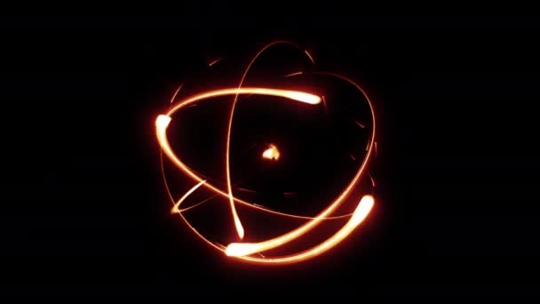 Soyut Ateş Atomu Döngüsü Sihirli Parlama Veya Ateş Topları Dönüş — Stok video