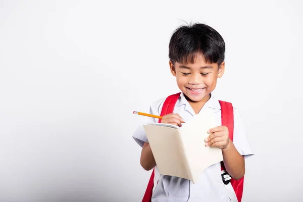Asian Toddler Smiling Happy Wear Student Thai Uniform Red Pants — Stock fotografie