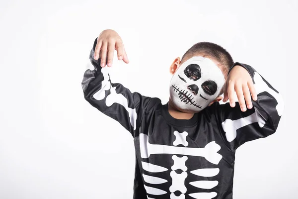 Halloween Kid Child Man Horror Face Painting Make Ghost Scary — Stockfoto