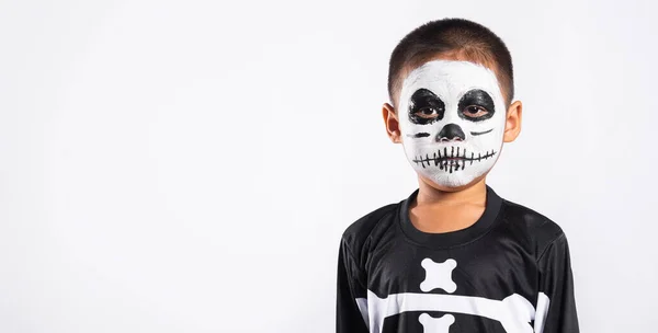 Halloween Kid Child Man Horror Face Painting Make Ghost Scary — 图库照片