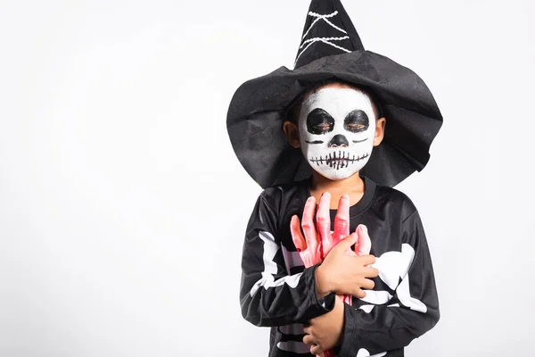 Halloween Kid Child Man Horror Face Painting Make Ghost Scary — Foto Stock