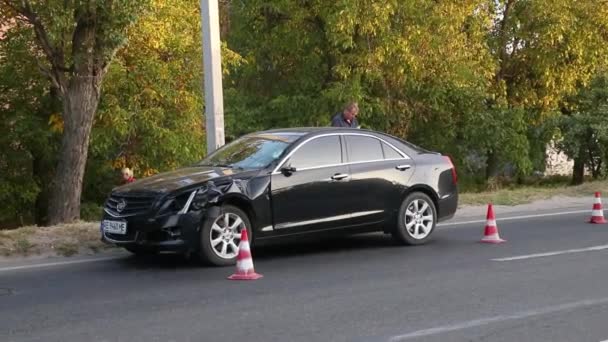 Dnipro Ukraine 2021 Car Accident Damage Car Police Broken Car — Stock Video
