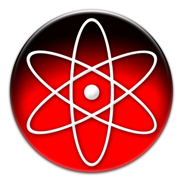 Атом символ кнопкою — стокове фото