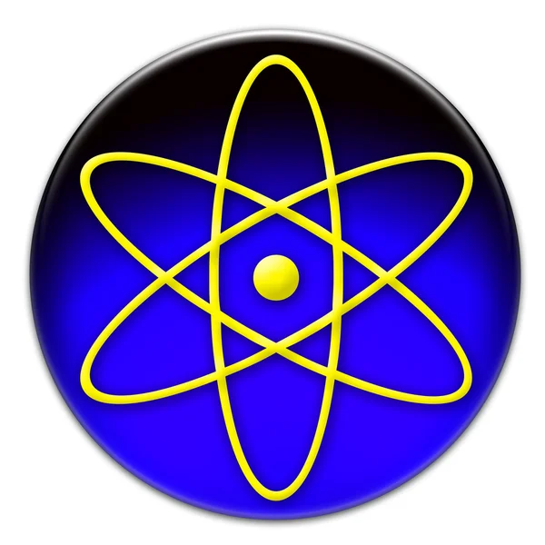 Bouton symbole atome jaune — Photo
