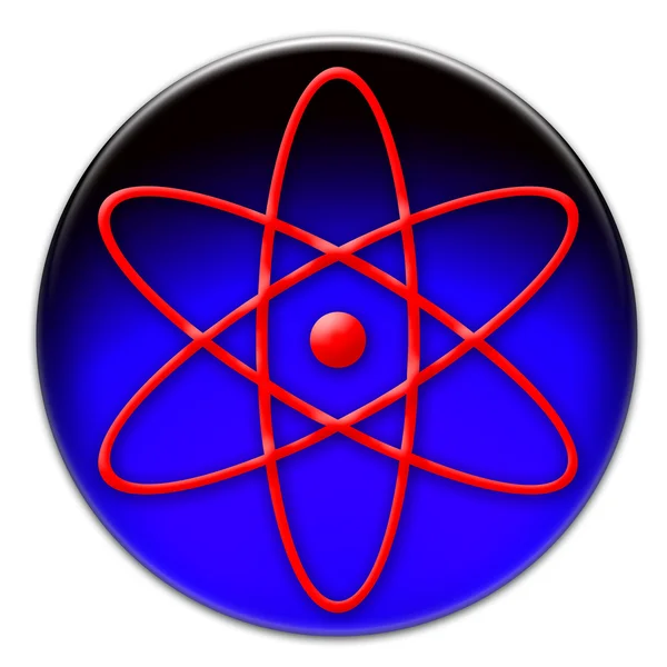 Піктограма символу червоного атома — стокове фото