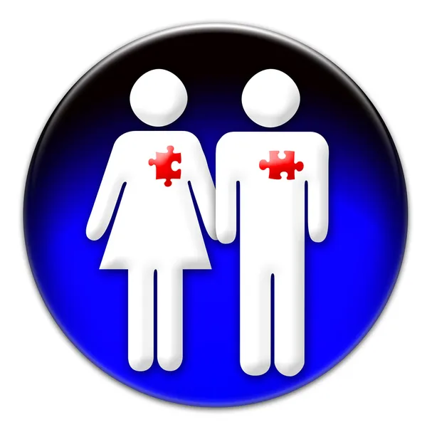 Мужчина и женщина икона с головоломкой — стоковое фото