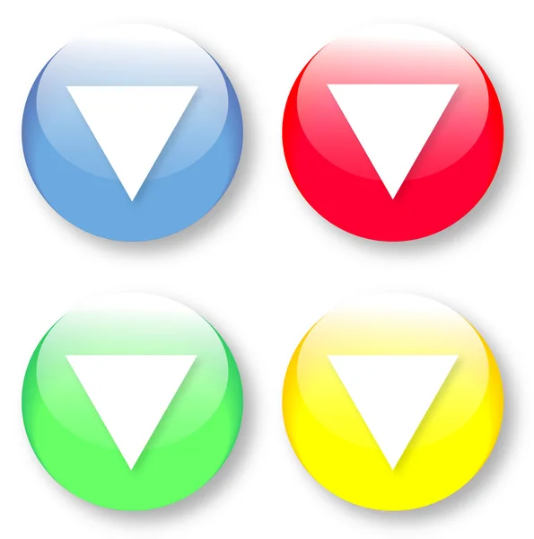 Blanco juego-como icono de flecha mirando hacia abajo conjunto — Vector de stock
