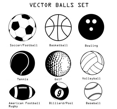 Sport balls illustration set clipart