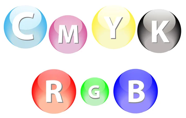 RGB- és cmyk-gömbök — Stock Vector