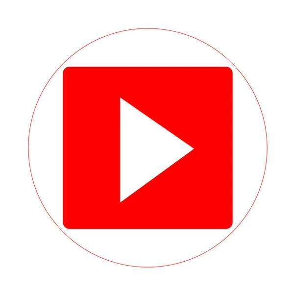 Форма Кнопки Воспроизведения Потокового Видео Значок Вещания Красный Символ — стоковый вектор