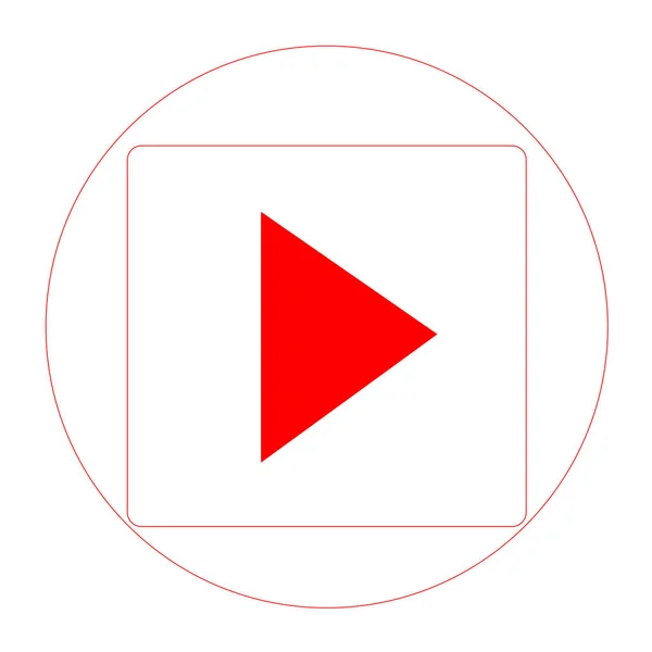 Live Video Streaming Memutar Bentuk Tombol Ikon Siaran Simbol Merah - Stok Vektor