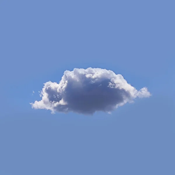 Single White Cloud Isolated Blue Sky Background Fluffy Cloud Shape — Stockfoto