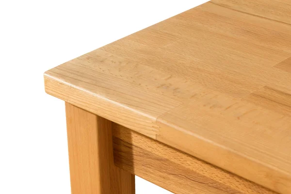 木制桌子表面 天然木家具近观 坚实的木桌顶部和腿与白色背景隔离 — 图库照片