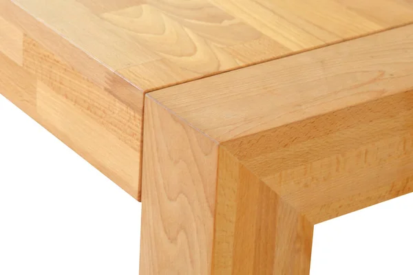 木制餐桌表面 天然木家具近景 独立于白色背景之上 实心木制餐桌顶部 用于录像或摄影制作 — 图库照片