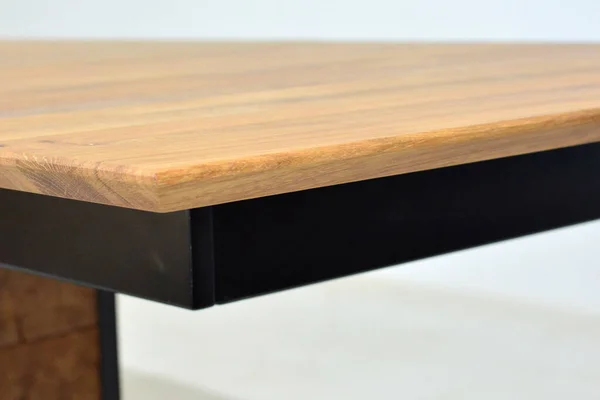 Fából Készült Asztal Felülete Természetes Bútorok Közelről Szilárd Asztali Háttér — Stock Fotó