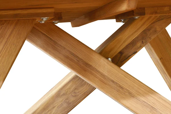木制桌子表面 天然木家具近景照片背景 坚实的木桌顶部和腿 生态家具生产 — 图库照片